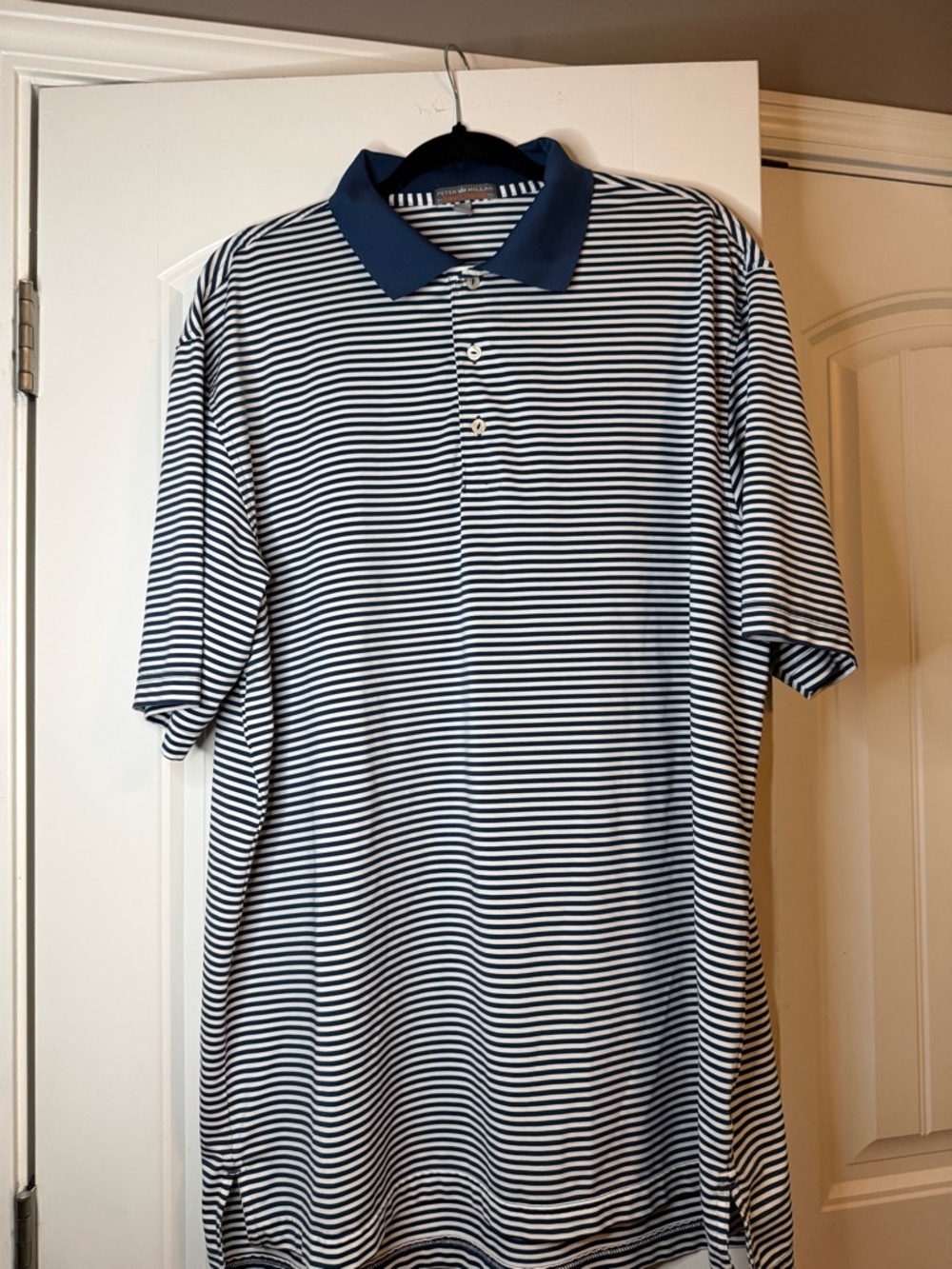 Peter Millar Summer Comfort Performance Polo Shirt XL - Blue/White Stripe